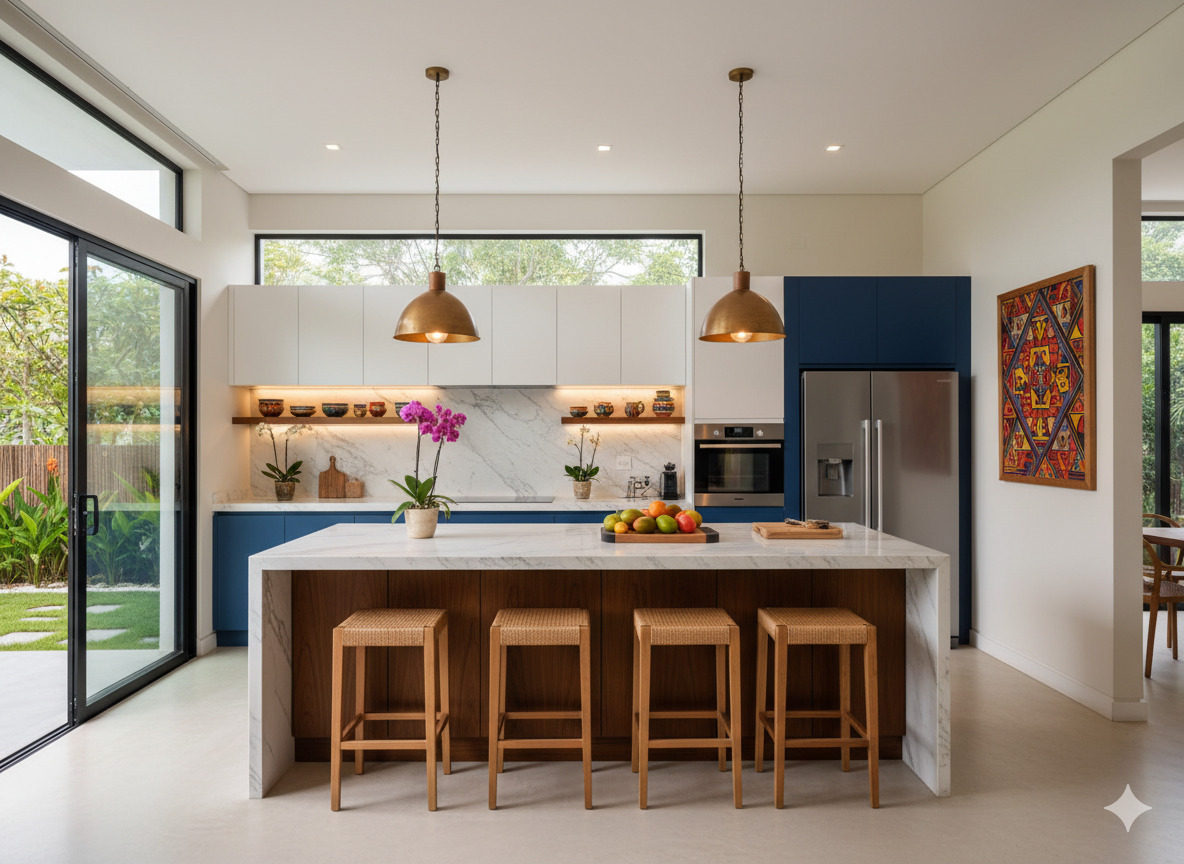 Cocina abierta con diseño contemporáneo